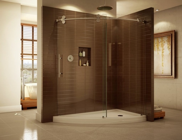 paroi de douche salle de bain aménagement moderne design porte en verre 