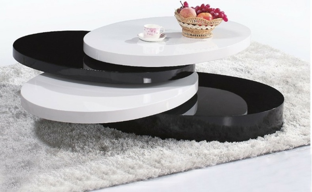 design minimaliste cuisine table basse design noire blanche