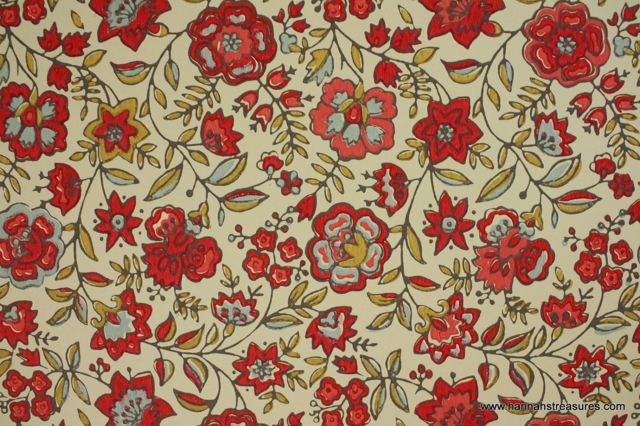 papier peint vintage motifs floraux idée années 70 fleurs rouges beige jaune de chintz