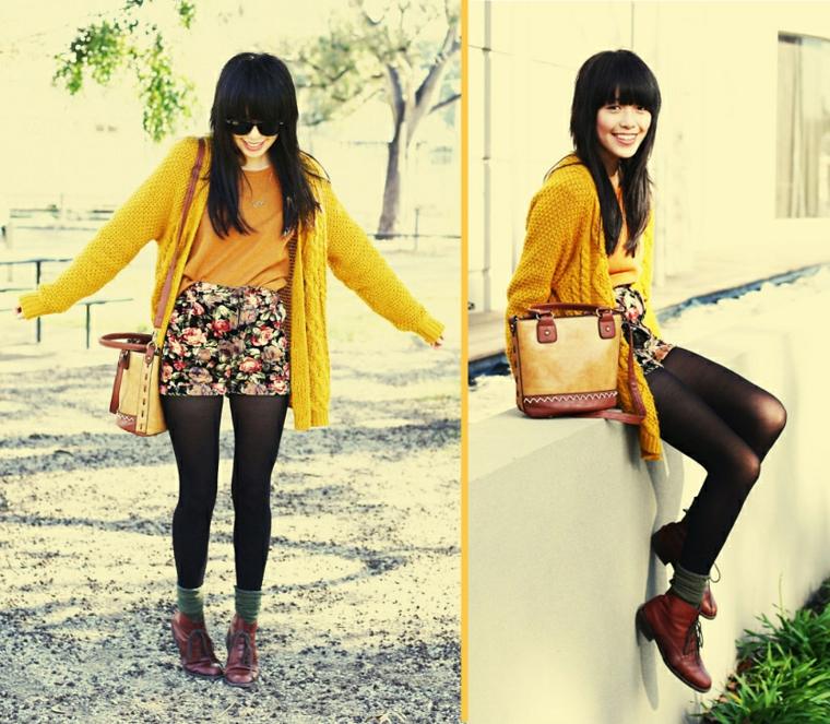 look vintage femme gilet jaune vintage femme shorts à motif floral collant noir 