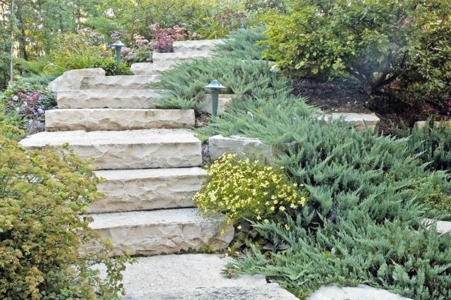 zoom escalier pierre jardin