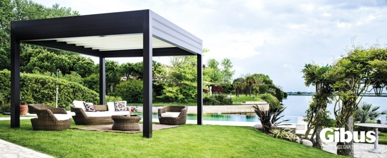 aménagement piscine pergola indépendante en aluminium avec couverture coulissante  design Gibus, Med Room