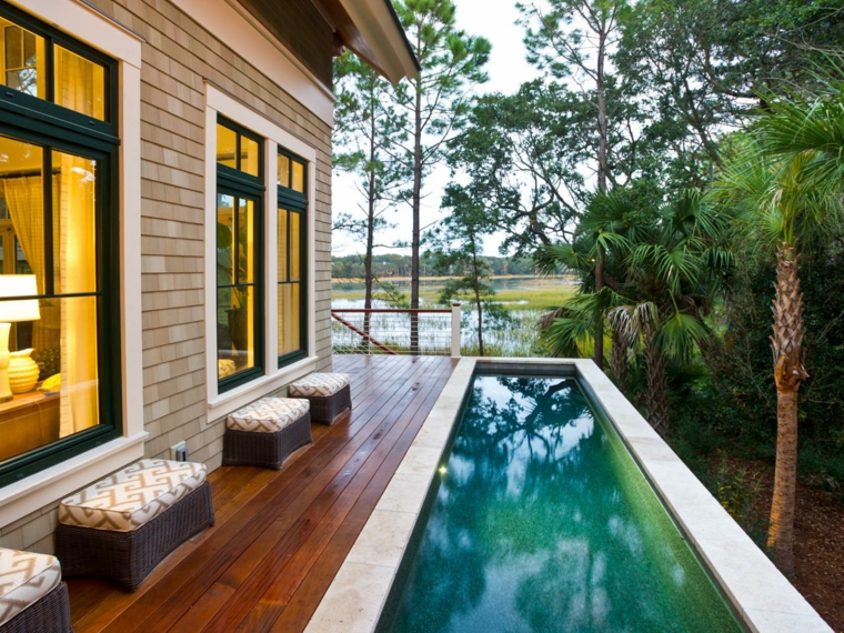 aménagement extérieur terrasse piscine pierre 
