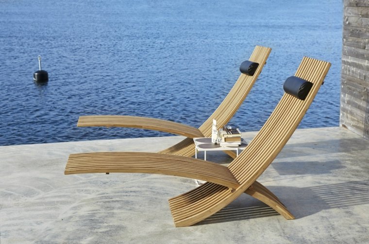 chaise longue pliante bois design chilienne nozib design skargaarden