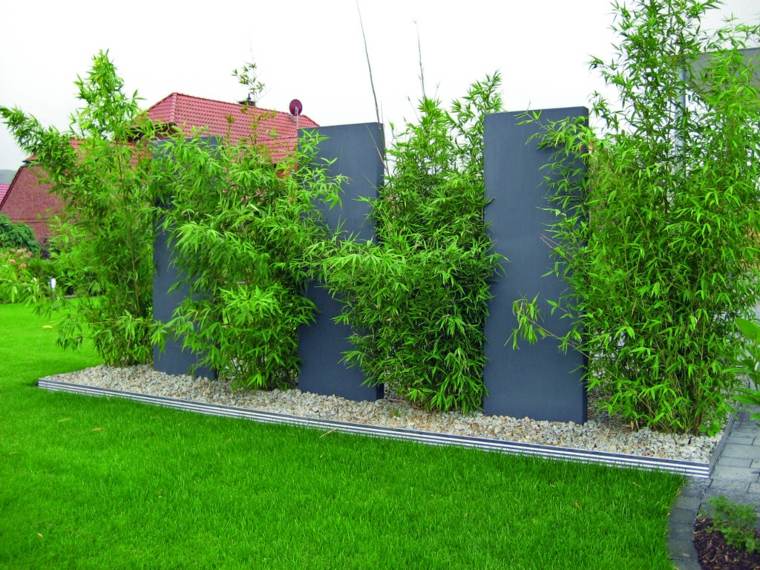 clôtures de jardin idée palissade de jardin brise vue plante cailloux