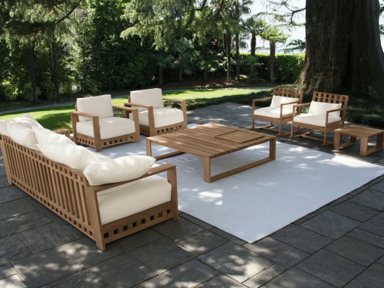 salon jardin meridiani design table de jardin en bois canapé fauteuil 
