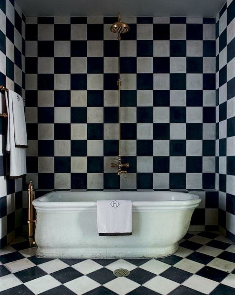carrelage salle de bain noir blanc