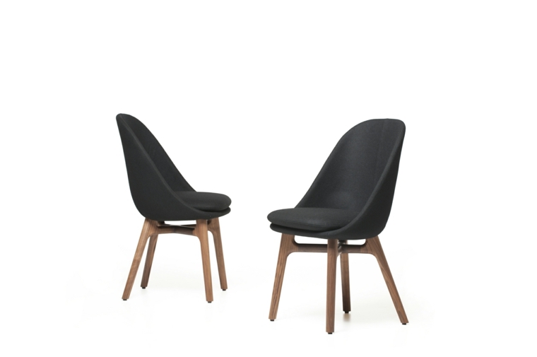chaise salle à manger design cuir bois noire