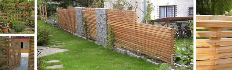 clôture en palette bois pierre pelouse 