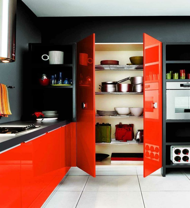 cuisine moderne rouge gris