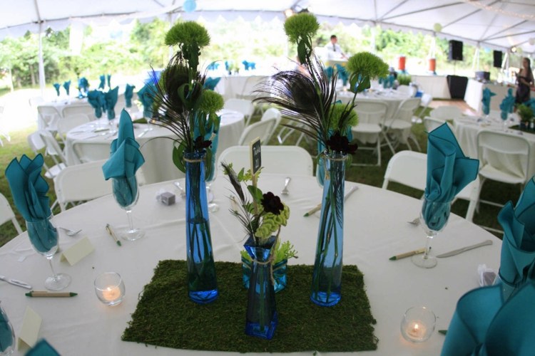 decor mariage original bleu vert