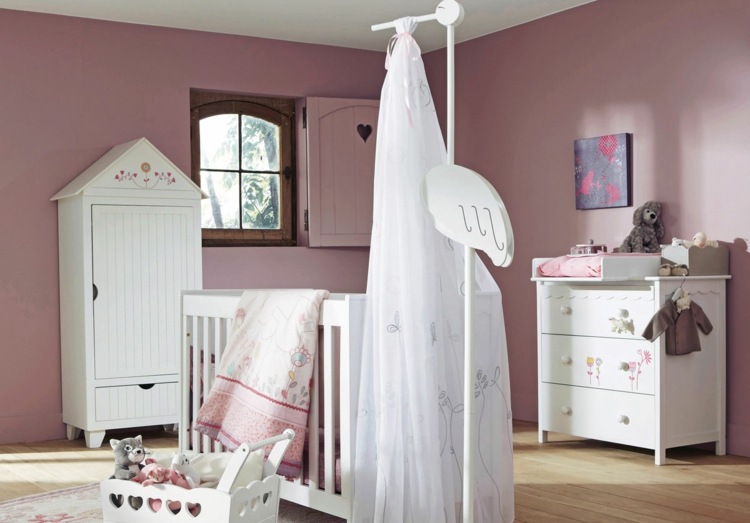 décoration chambre bebe fille rose blanc