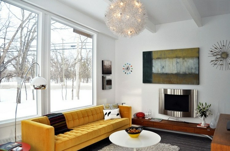 décoration salon design canape jaune