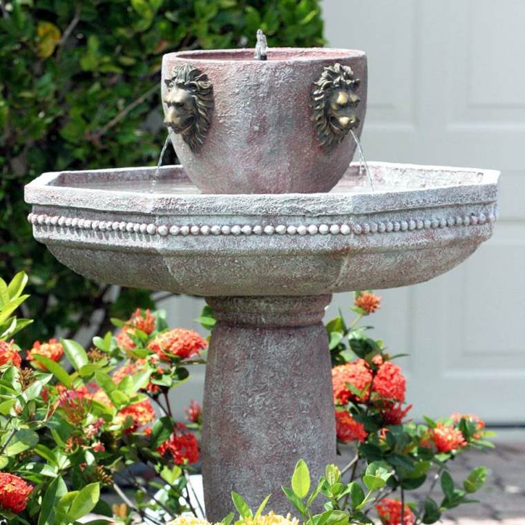 jardin fontaine solaire cascade lion