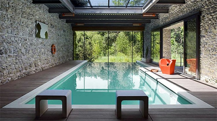 grande terrasse bois piscine