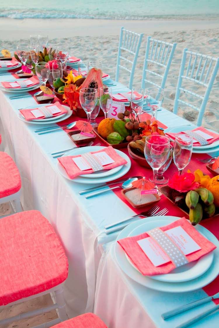 idée mariage table bleu rose