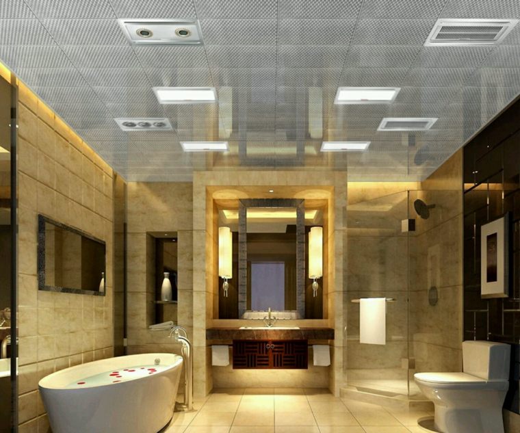 plafond salle de bain baignoire lavabo toilettes