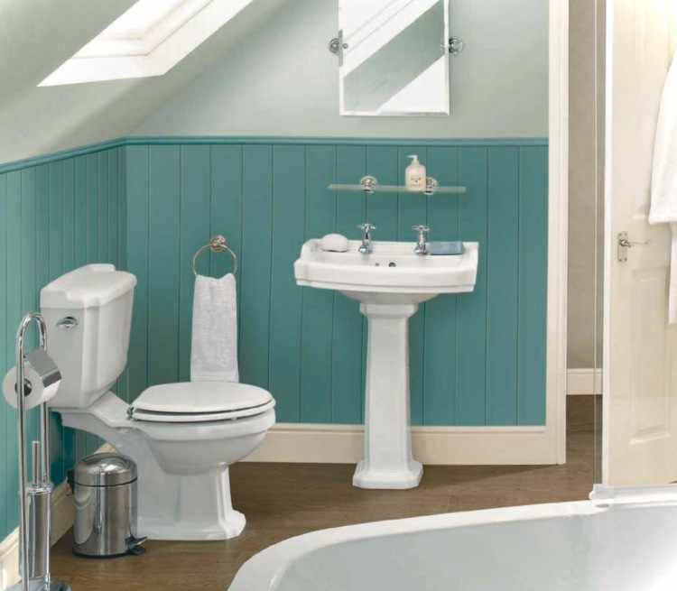 idee salle de bain blanc bleu