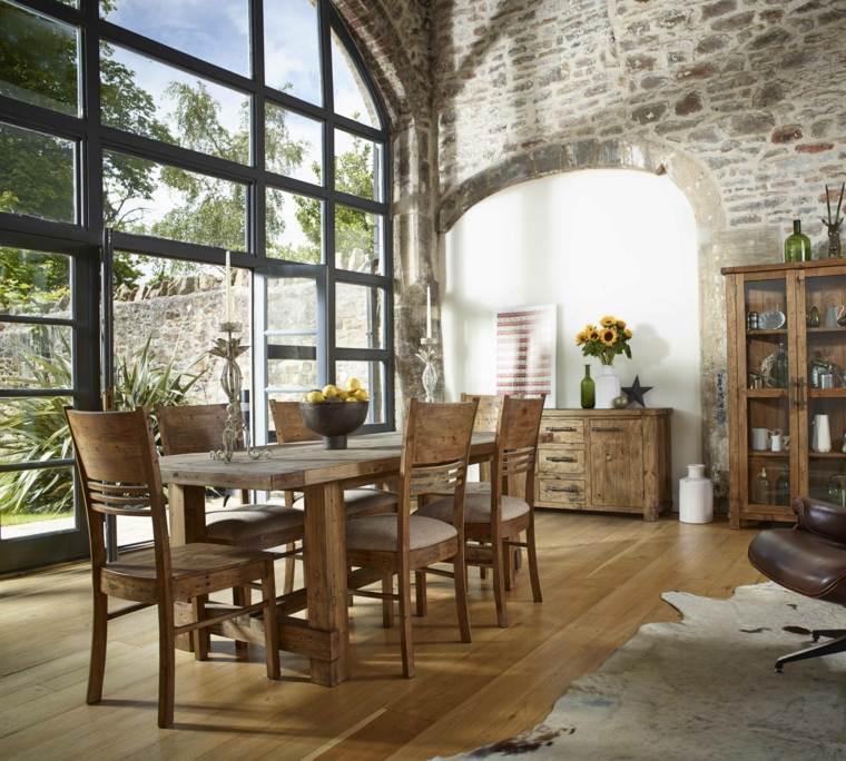 salle à manger style industriel chaise en bois table à manger en bois