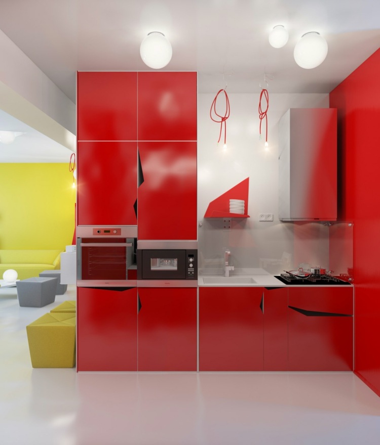 meubles cuisine modernes rouge