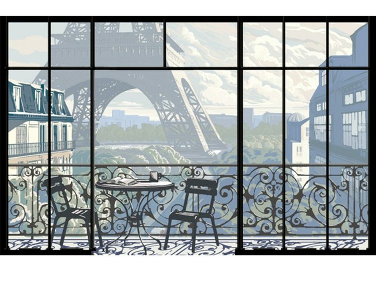 papier peint trompe l’œil terrasse Papiers de Paris