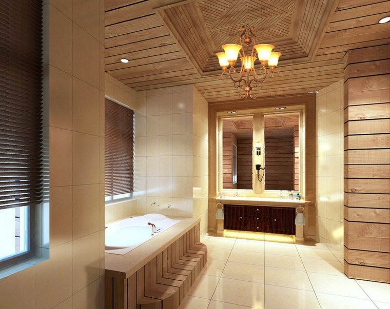 idée plafond salle de bain luminaire baignoire 