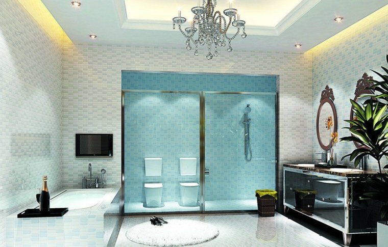 faux plafond salle de bain cabine douche design