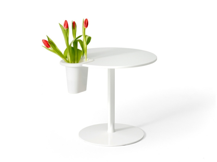 pot fleurs porcelaine blanc design table 
