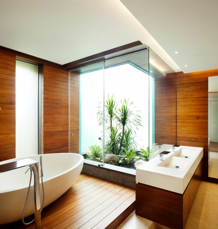 salle de bain contemporaine verdure