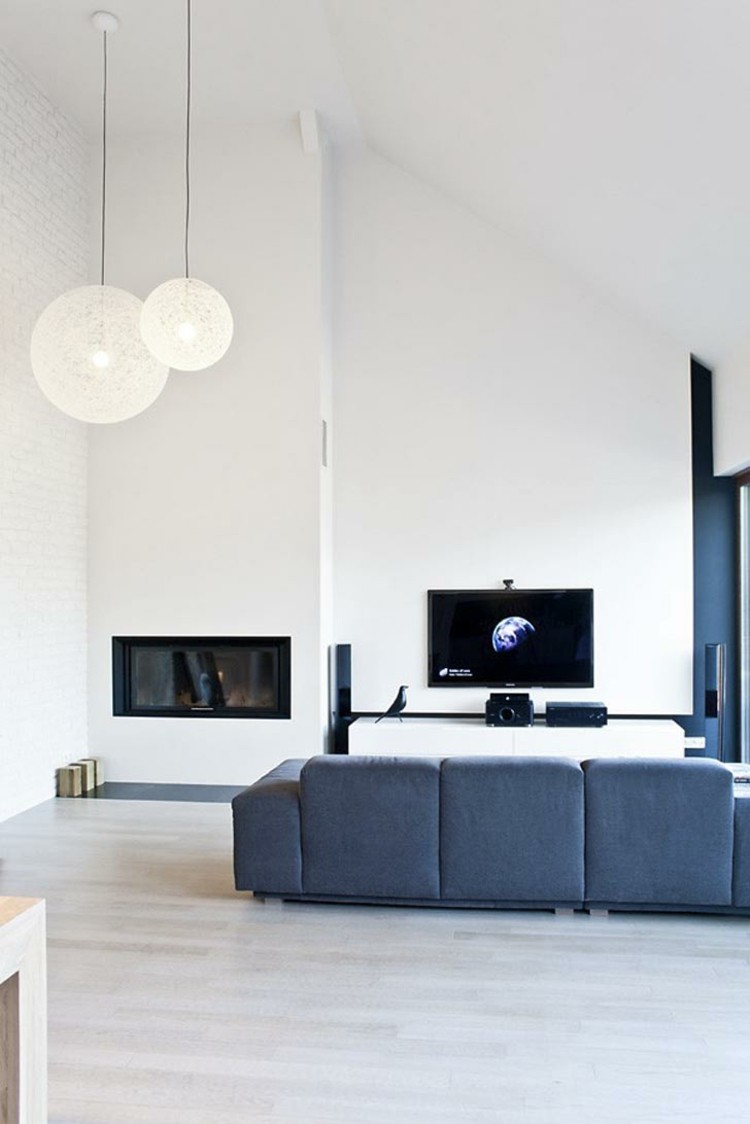 salon minimaliste moderne blanc bleu