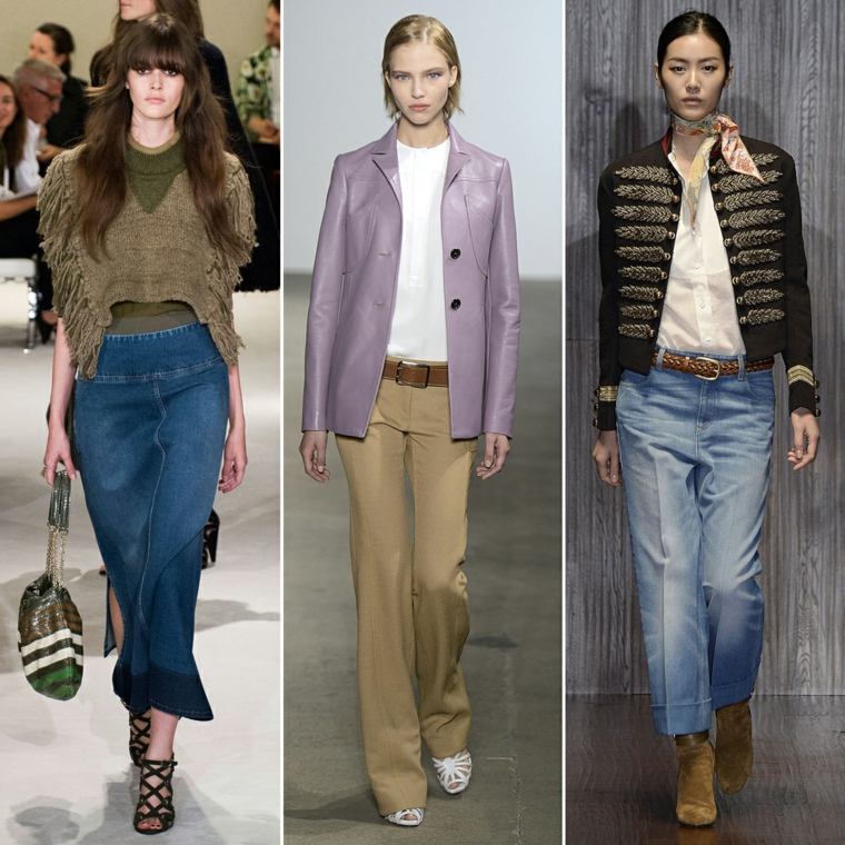tendance mode  femme 2015 look rétro année 70 jean veste cuir 