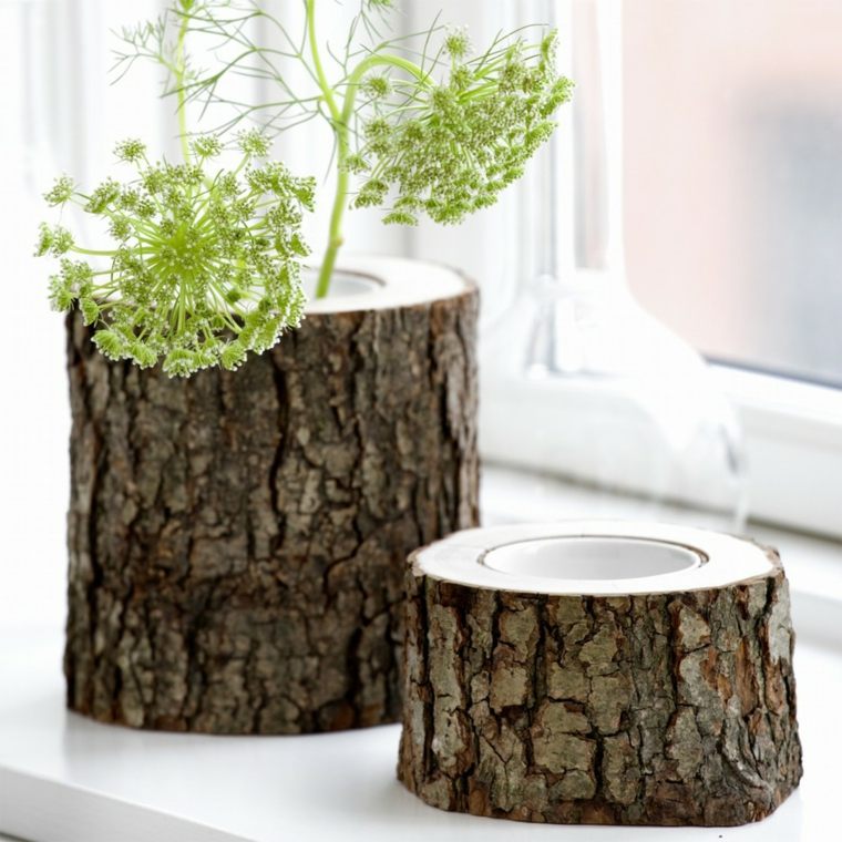 vases DIY à partir de troncs d'arbre