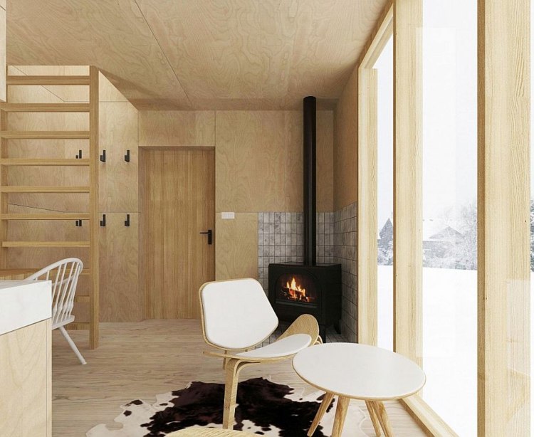 bungalow bois interieur moderne
