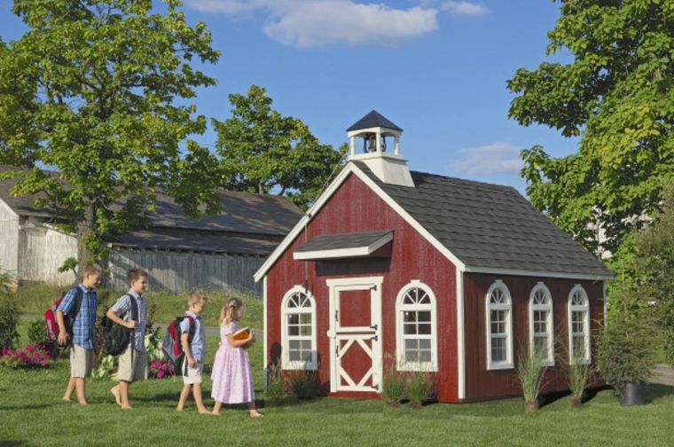 maisonette de jardin pour enfant idée bois rouge 
