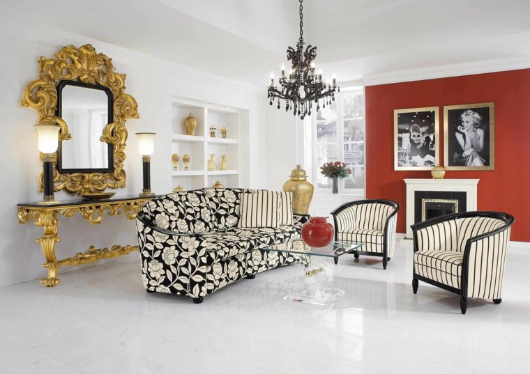 décoration d'intérieur salon classique mobilier noir et blanc
