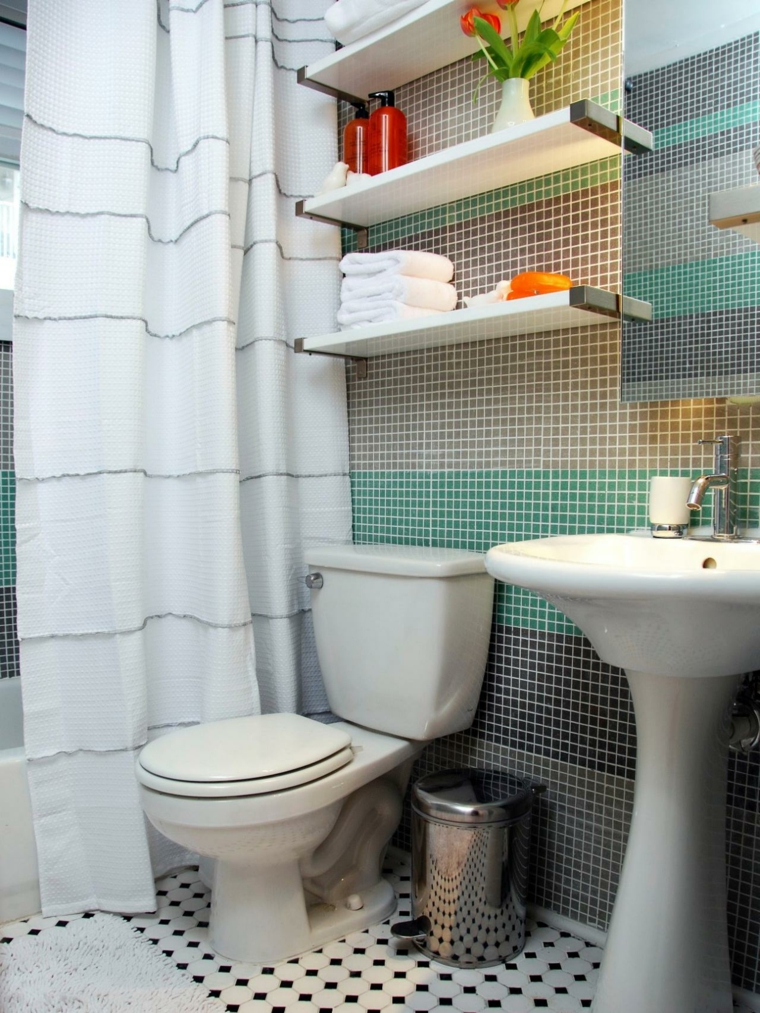 idée carrelage salle de bain toilettes rangements idées 