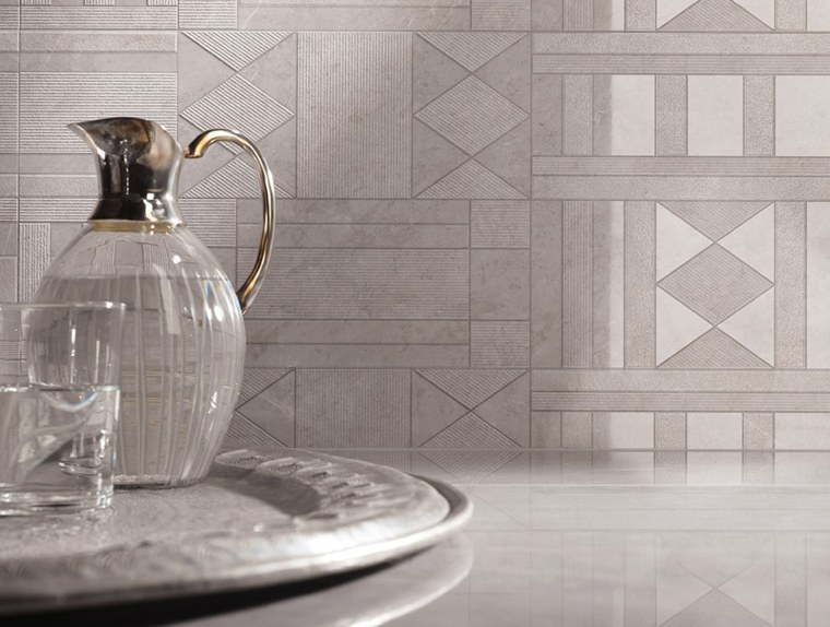 salle de bain design idée carrelage gris motif design moderne