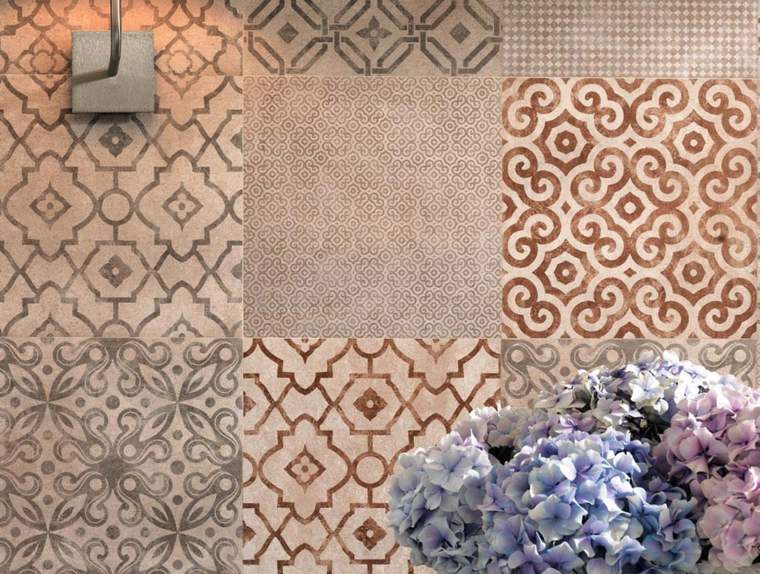 idée carrelage salle de bain moderne design motif déco fleurs 