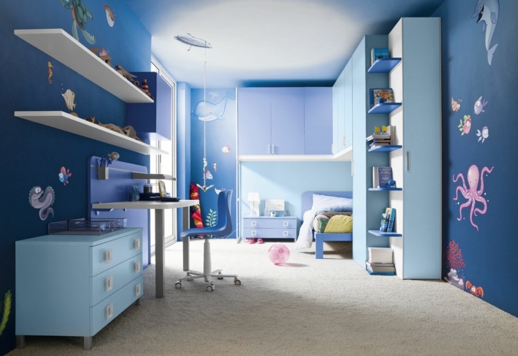 chambre enfant moderne bleu