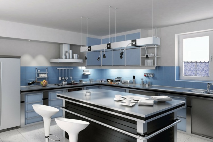 cuisine bleu blanc noir moderne