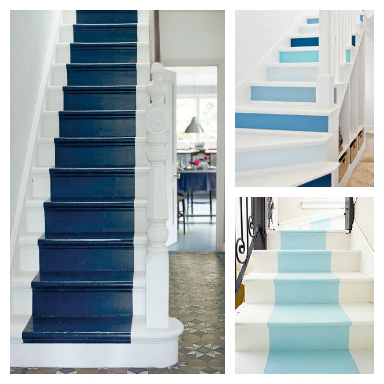 escaliers bois bleu décorer interieur