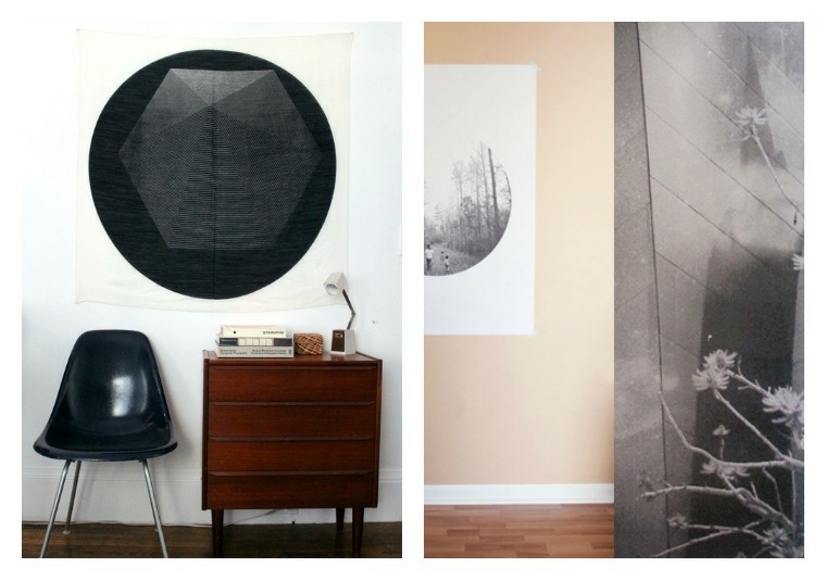 deco-murale-echarpe-noir-chambre-meuble-bois