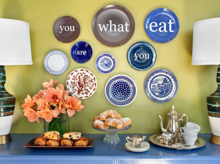 fabriquer décorations avec assiettes pour murs de cuisine