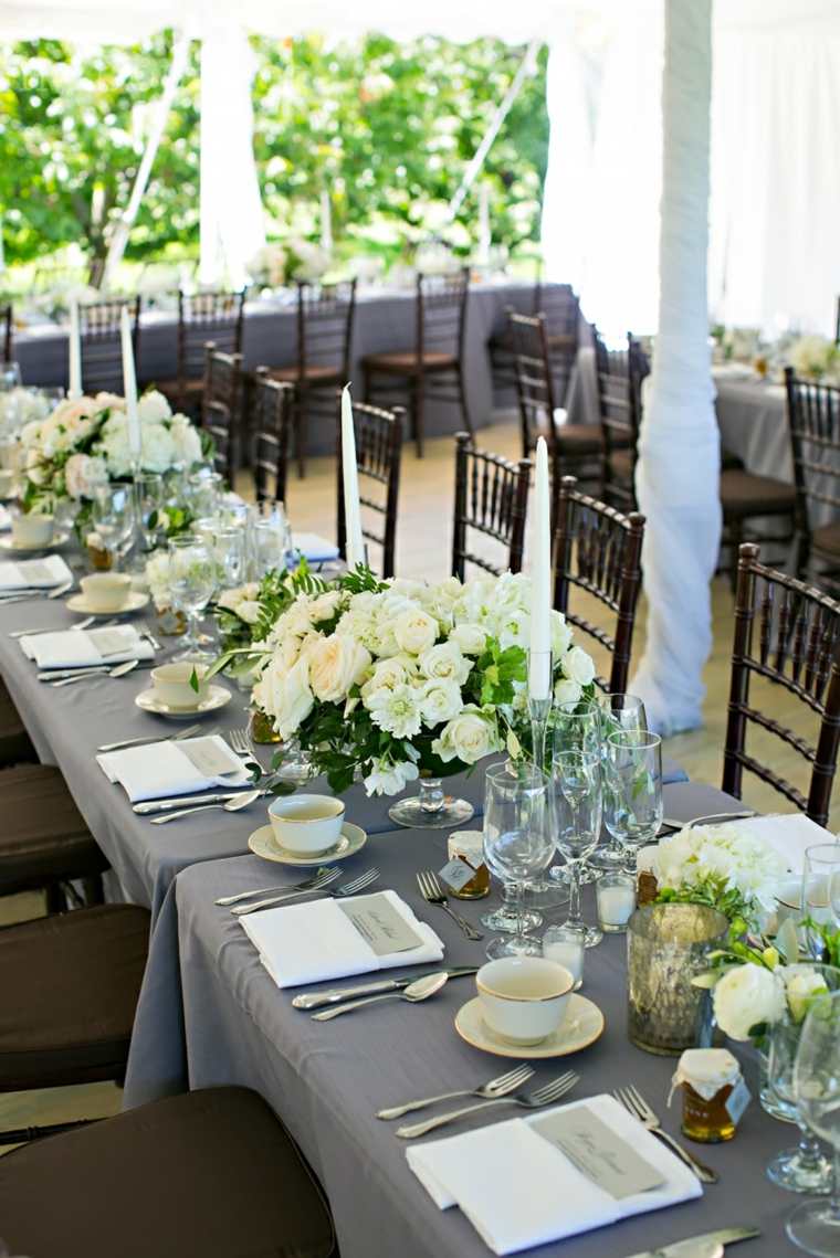 thèmes de mariage pour décoration de tables avec bouquets