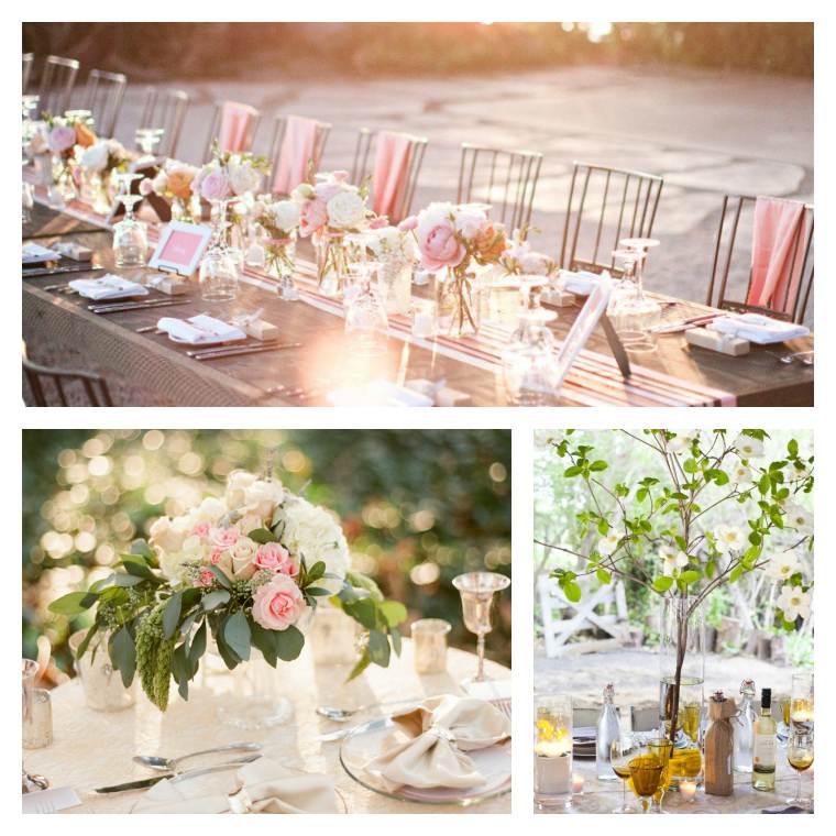 mariage romantique décorations de table pour fête avec fleurs