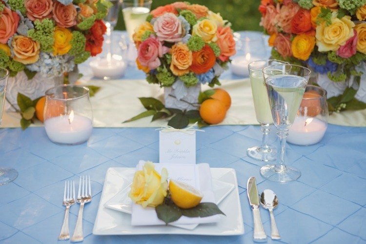 décoration de table fleurs fruits