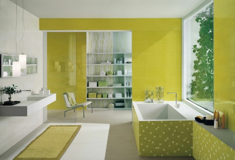 decoration salle de bain vert