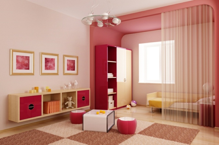 chambre moderne enfant fille marsala rose 
