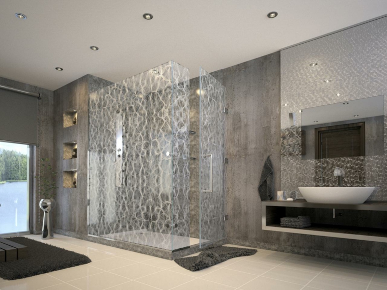 douche à l'italienne salle de bain cabine de douche lavabo design moderne