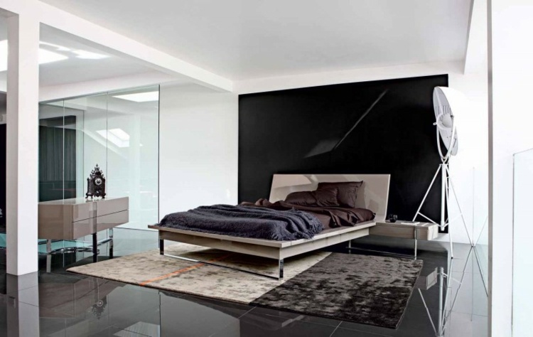 idée chambre à coucher moderne noir blanc